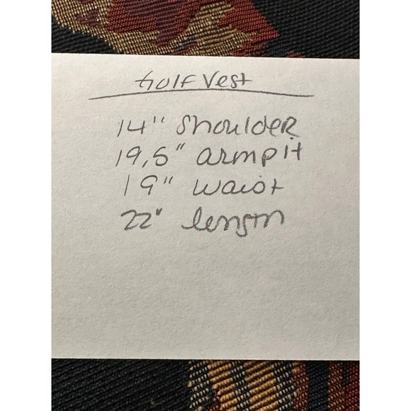 Vintage Tapestry Golf Vest Women's SizeMedium Black Rust Gold V Neck USA 90s - Picture 6 of 6